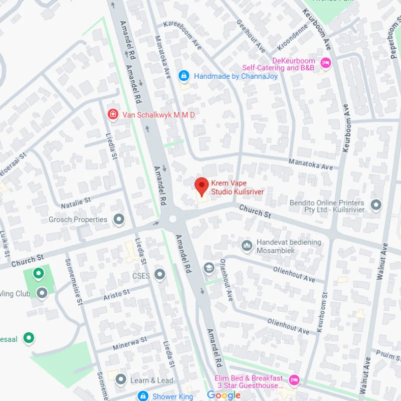 Map showing Krem Vape Studio in Kuilsriver, Cape Town — top-rated vape store near Langverwacht Road.