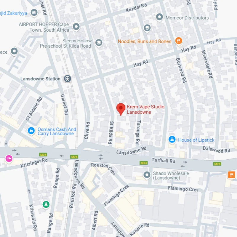 Location map of Krem Vape Studio in Lansdowne, Cape Town — trusted local vape shop near Lansdowne.