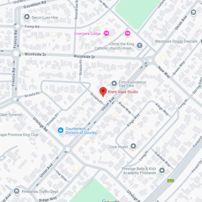 Map location of Krem Vape Studio in Pinelands, Cape Town — premium vape shop near Howard Centre.