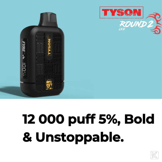 Tyson 2.0 Heavyweight | Round 2 12K Puffs Disposable Vape 5% for Just R 199! - Premium vape product. Shop now at Krem Vape Studio